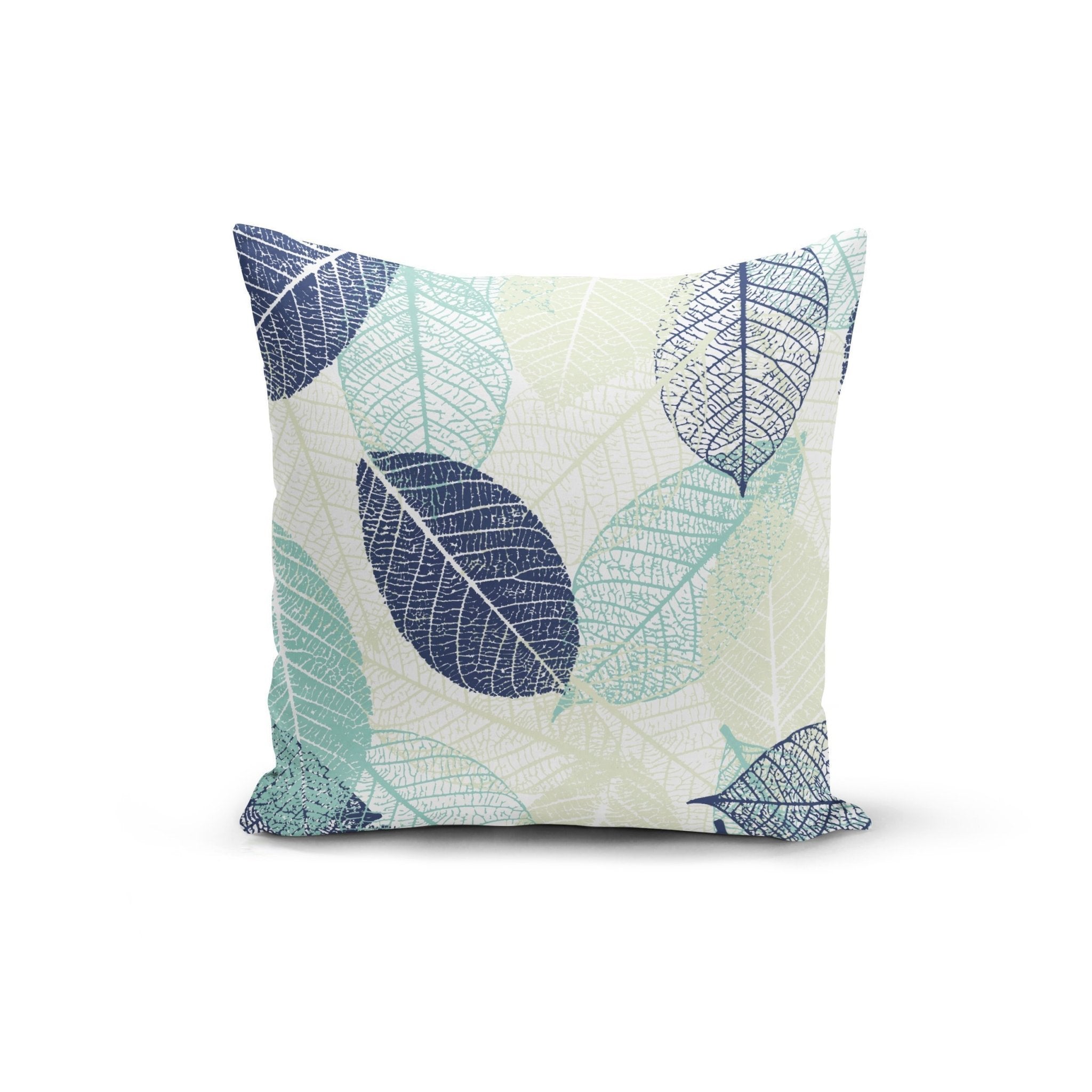 Blue Teal Leaves Pillow Cover - Mahogany Home EssentialsPillow Covers