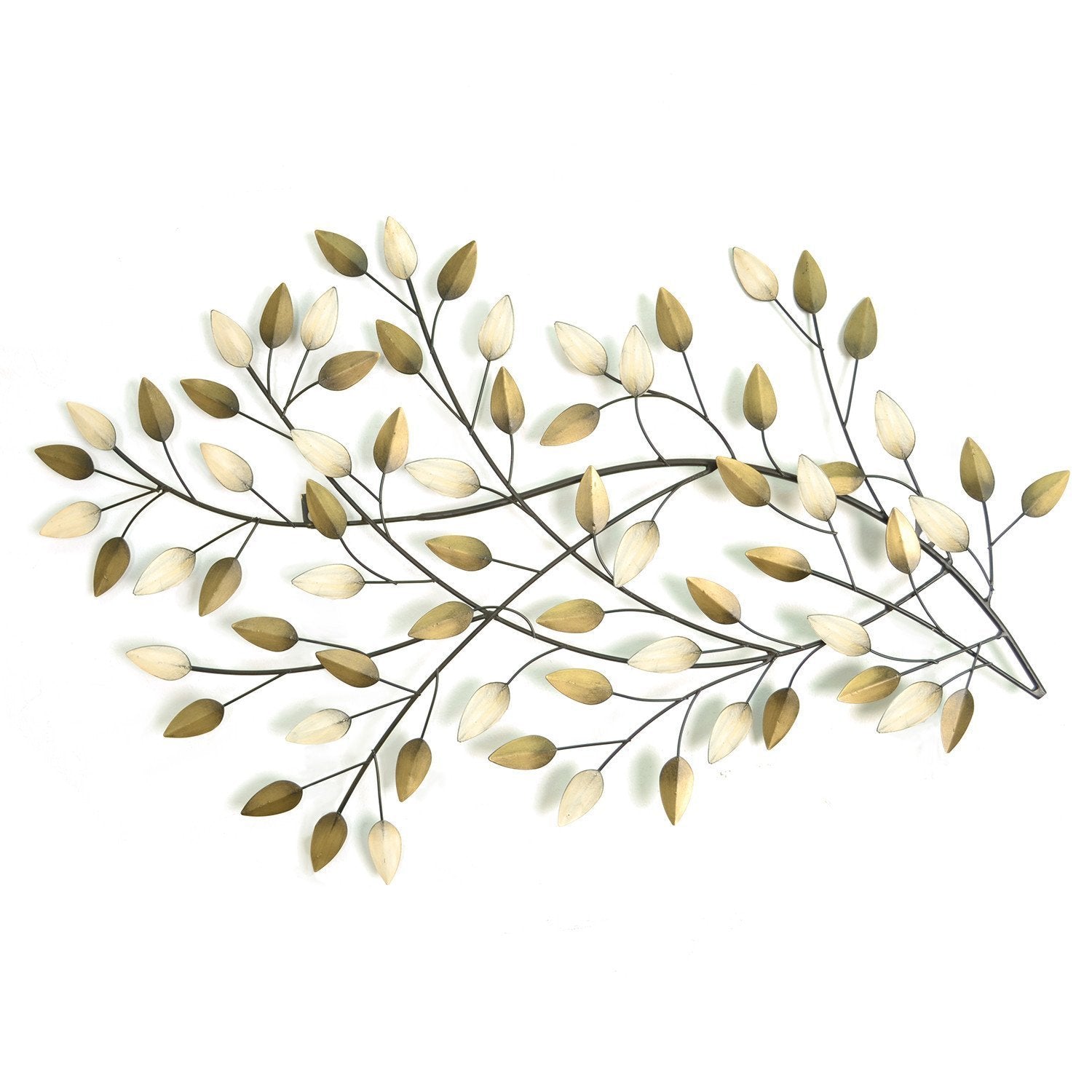 Gold and Beige Metal Blowing Leaves Wall Decor - Mahogany Home Essentialswall art