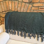KARIA Throw Blanket Dark Green on Gray - Mahogany Home EssentialsThrows & Blankets