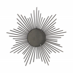 Striking Silver Metal Sunburst Design Wall Mirror - Mahogany Home EssentialsFurniture