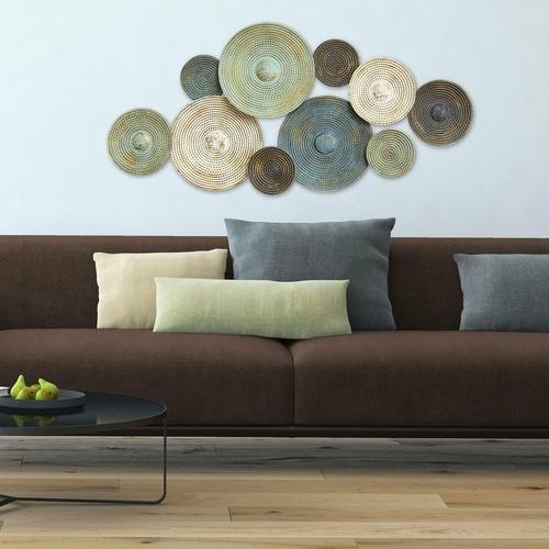 Textured Metal Plates Wall Decor - Mahogany Home Essentialswall art