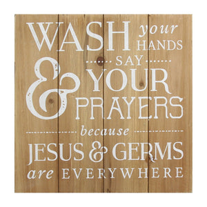 "Wash Your Hands Say Your Prayers" Wooden Bath Wall decor - Mahogany Home Essentialswall art